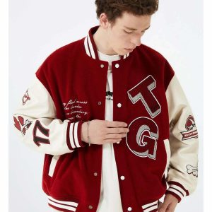 youthful tg red jacket   sleek design meets streetwear chic 2669