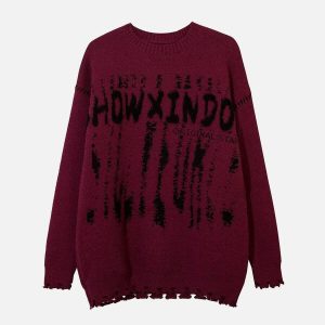 youthful tie dye letter sweater knit & dynamic style 2346