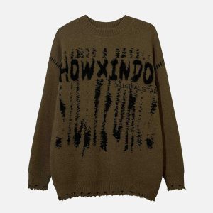 youthful tie dye letter sweater knit & dynamic style 8210