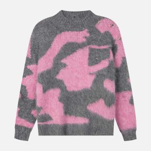 youthful tie dye mohair sweater eclectic & cozy style 3426
