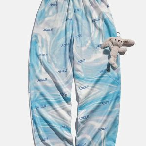 youthful tiedye animal pendant pants eclectic streetwear 3351