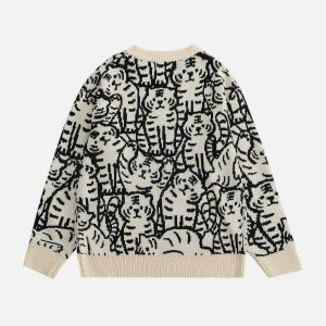 youthful tiger pattern sweater knit   streetwear icon 4651