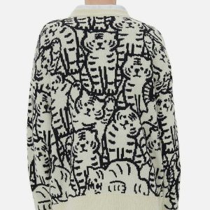 youthful tiger pattern sweater knit   streetwear icon 5143