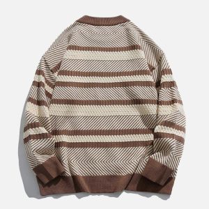 youthful tilt stripe sweater knit dynamic design 4610