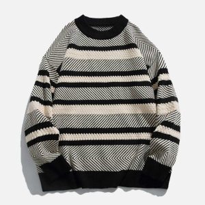 youthful tilt stripe sweater knit dynamic design 7412