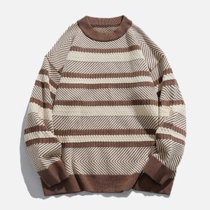 youthful tilt stripe sweater knit dynamic design 7613