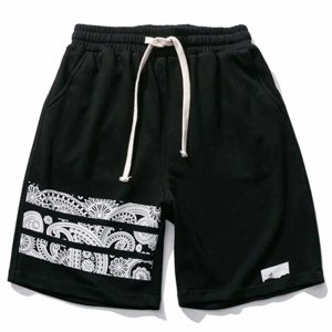 youthful totem print drawstring shorts   streetwear essential 5307