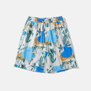youthful trees pond print shorts   nature vibes & urban cool 3208