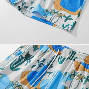 youthful trees pond print shorts   nature vibes & urban cool 7969