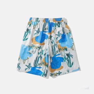 youthful trees pond print shorts   nature vibes & urban cool 8494