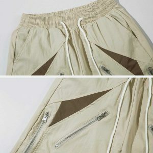 youthful triangle patchwork shorts   streetwear revival 3137