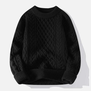 youthful twist knit sweater dynamic personality design 7645