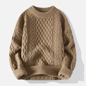 youthful twist knit sweater dynamic personality design 7954