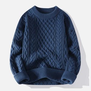 youthful twist knit sweater dynamic personality design 8809