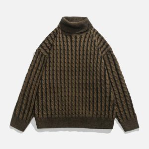 youthful twist turtleneck sweater   chic & dynamic design 1444