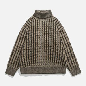 youthful twist turtleneck sweater   chic & dynamic design 2224