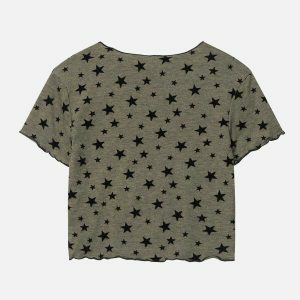 youthful v neck star print tee   chic & trending style 5869