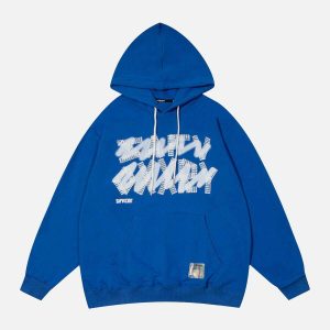 youthful vague letters hoodie dynamic urban style 7887