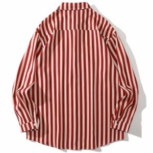 youthful vertical stripe shirt   color block & longsleeved 3942