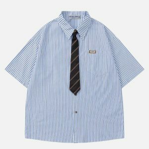 youthful vertical stripes shirts   sleek summer streetwear 6167