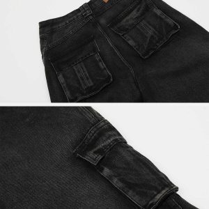 youthful washed jeans multi pocket & loose fit 3470