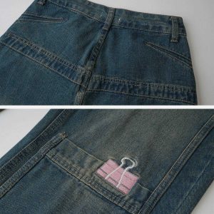 youthful waterwashed jeans with dynamic pockets design 8128