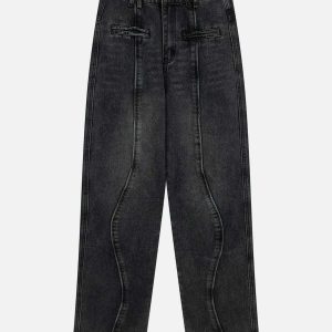 youthful waterwashed patchwork jeans   streetwear revival 6306