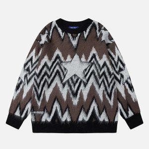 youthful wavy star sweater   chic & trending design 3190