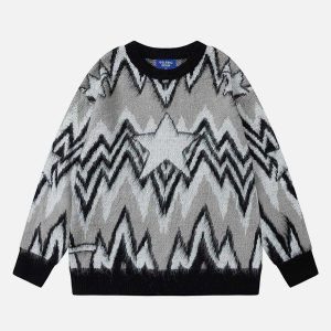 youthful wavy star sweater   chic & trending design 4382