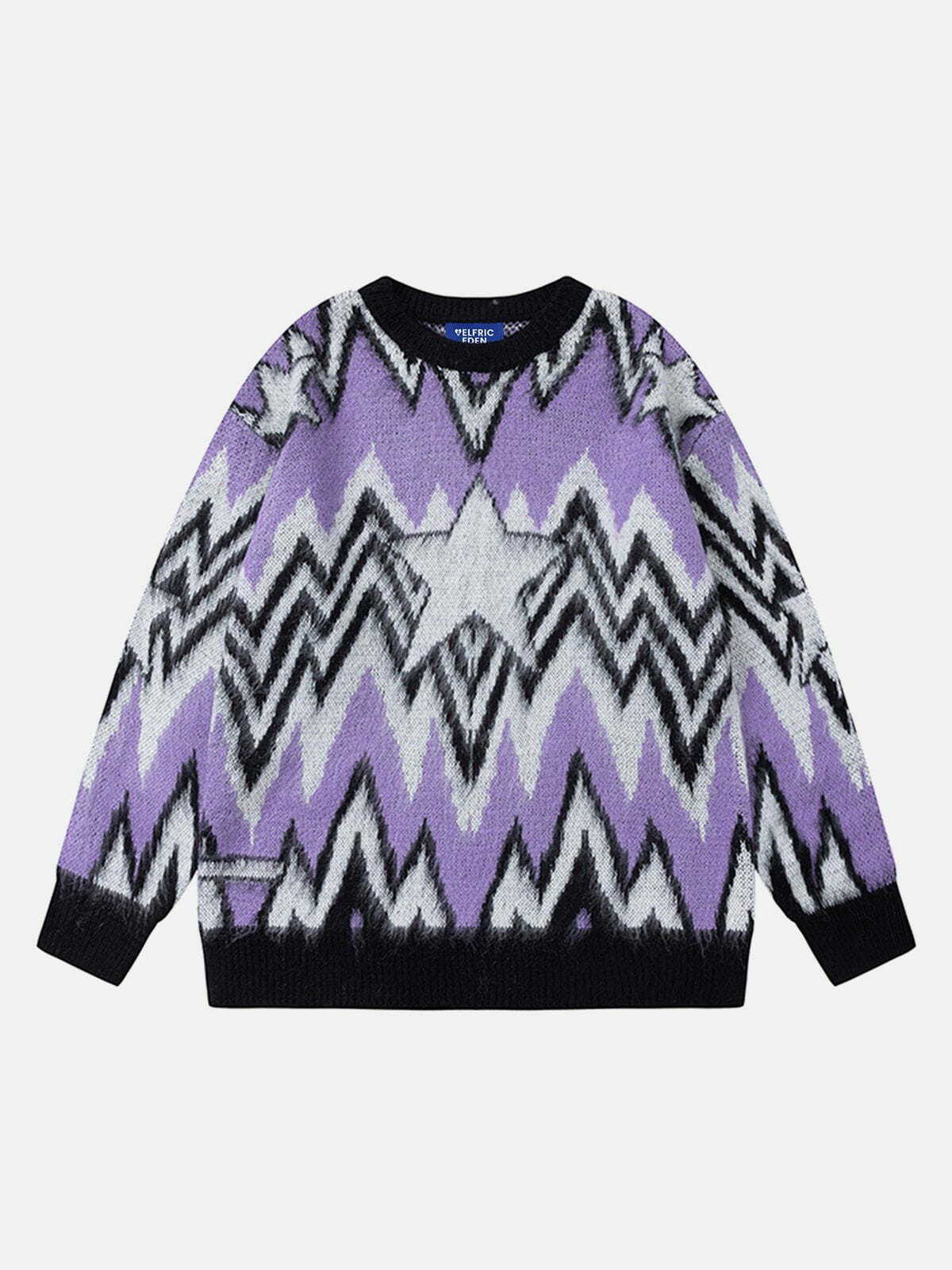 youthful wavy star sweater   chic & trending design 4538