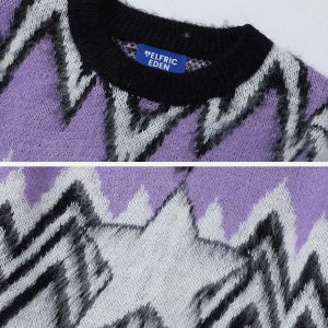 youthful wavy star sweater   chic & trending design 6084