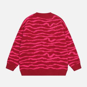youthful wavy stripe sweater multiletter embroidery 7942