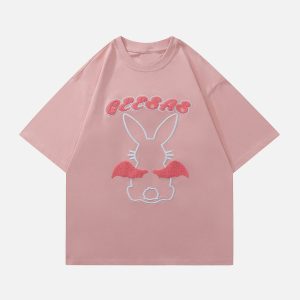 youthful wings rabbit graphic tee   trendy & unique style 7322
