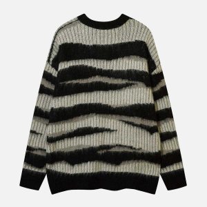 youthful zebra print mohair sweater   chic & bold design 4533