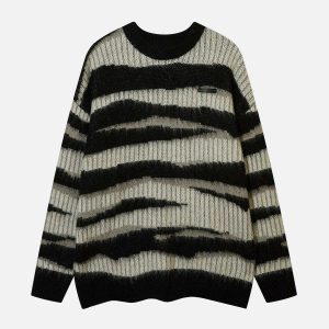 youthful zebra print mohair sweater   chic & bold design 8969