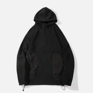 youthful zip up collar hoodie   sleek urban streetwear 2509