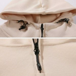 youthful zip up collar hoodie   sleek urban streetwear 2837