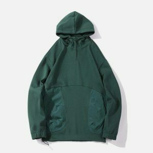 youthful zip up collar hoodie   sleek urban streetwear 5686